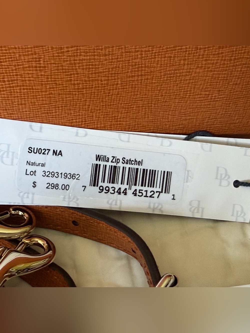 Dooney & Bourke Natural Tan Color “Willa” Leather Zip Top Satchel - Picture 2 of 12